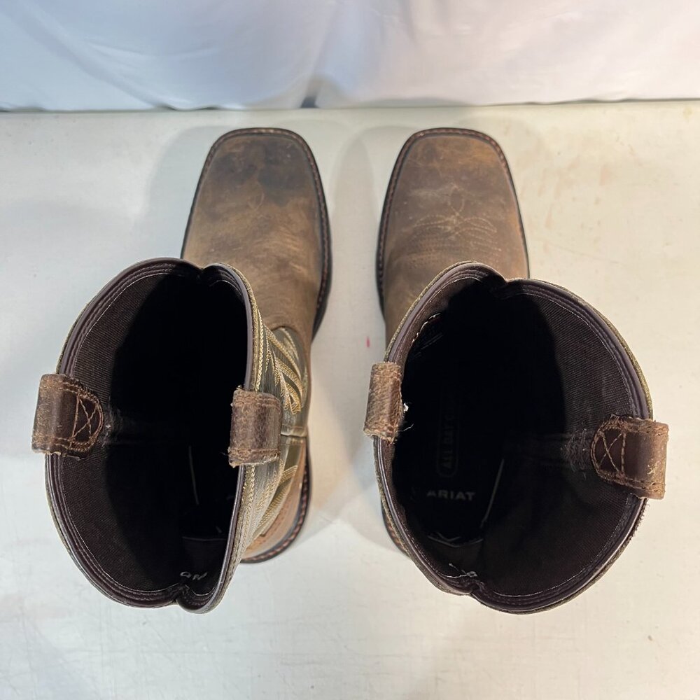 Ariat Groundstomper Work Boots Brown/Olive Green Men’s 9.5 D Pull-On Square Toe - Picture 5 of 15